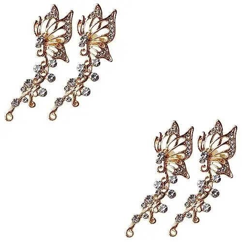 Produktbild: SHERCHPRY 2 Paar Schmetterlings-ohrclips Ohrhänger & Ohrhänger Für Damen Diamantohrringe Für Mädchen Ohrringe Für Frauen Goldohrringe Für Damen Diamant-ohrring Damenohrringe Legierung Golden