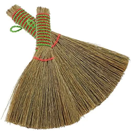 Produktbild: SHERCHPRY 2 Stücke Strohbesen Reisstrohbesen Handfeger Besenbürste Kehrbesen Staubbesen Kleine Natürliche Besen Reinigungsbesen für Indoor Outdoor Zuhause Garten Bodenreinigung