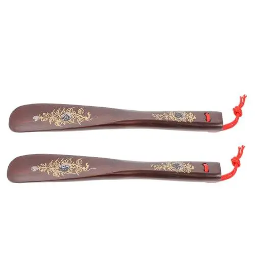Produktbild: SHERCHPRY 2st Wenge-schuhlöffel Schuhanzieher Für Zu Hause Antiker Schuhanzieher Schuhhorn Erweiterbarer Schuhanzieher Edelstahl Langer Schuhanzieher Reisen Hölzerner Schuhanzieher Handhaben