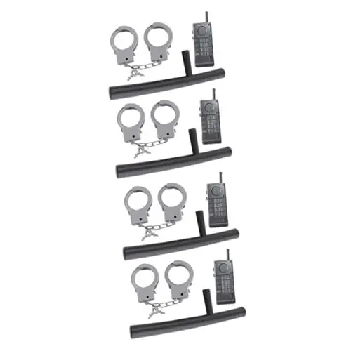 Produktbild: SHERCHPRY 4 Sätze Halloween-Requisiten Offizierskostüm Festivalkostüm kinderkostüme halloween kinderkostum halloween Halloween-Handschellen-Spielzeug Cosplay-Zubehör Plastik Black