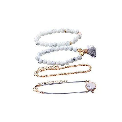 Produktbild: SHERCHPRY 4 Stück Armreif Schnallen Für Schals Armband Aus Runden Perlen Edelstein-armband Bettelarmbänder Für Mädchen Edelsteinarmband Für Damen Modisches Armband