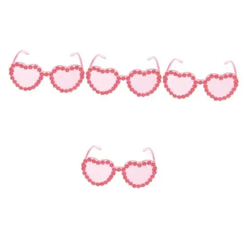 Produktbild: SHERCHPRY 4 Stück Herz Sonnenbrille sommersonnenbrille für damen Blumensonnenbrille für Damen brille für kinder kind sonnenbrille schnapsgläser Damen-Sonnenbrille damen sonnenbrille Stk Rosa