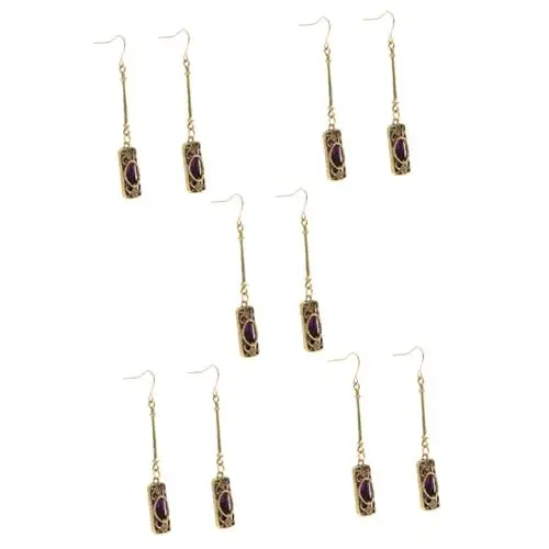 Produktbild: SHERCHPRY 5 Paare Edelstein-ohrringe Ohrringe Für Damen Baumeln Strass-ohrringe Ohrringe Für Frauen Im Trend Baumelnde Ohrringe Für Frauen Boho-ohrringe Für Damen Mädchen Ohrringe Legierung