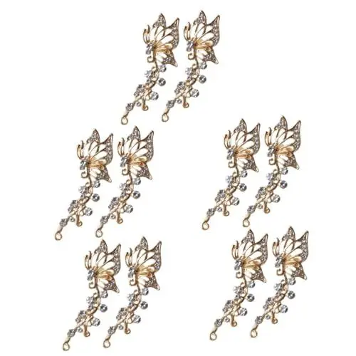 Produktbild: SHERCHPRY 5 Paare Schmetterlings-ohrclips Damenohrringe Diamant-ohrringe Diamanten Ohrringe Diamantohrringe Für Damen Schmetterlinge Schmuck Ohrhänger Für Damen Golden Legierung