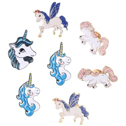 Produktbild: SHERCHPRY 7stücke Teiliges Bunte Einhorn-broschen Aus Legierung Cartoon-anstecknadeln Für Damen Und Mädchen Für Kleidung Taschen Und Accessoires Zufällige Designs