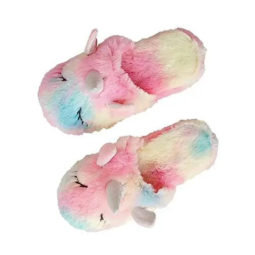 Produktbild: SHERCHPRY Einhorn-baumwoll-hausschuhe Warme Niedliche Cartoon-hausschuhe, Für Damen Weiche Damen Plüsch Für Kinder Warmer Rosa