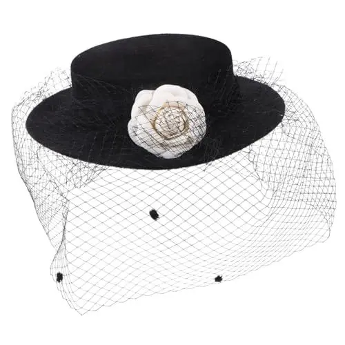 Produktbild: SHERCHPRY Kamelien-Topper Hutfrauen Kostümhut für Damen Hüte für Frauen Damen Hüte Zylinder Kappen Hut Frauen Damenhüte Mode elegant Hepburn-Stil Flache Kappe Formelle Kleidung Fräulein Samt