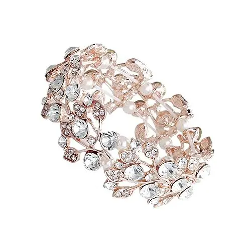 Produktbild: SHERCHPRY Kristall-Handschmuck handschelle Kristallarmband Perlenarmband for women presents for women Kristall Armband Damenarmband Kristallfrauenarmband Rose Gold