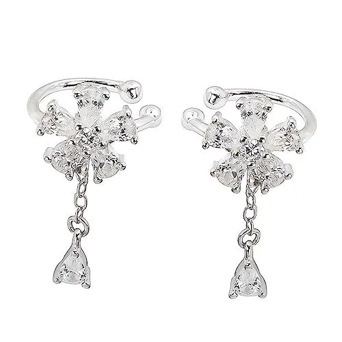 Produktbild: SHERCHPRY Ohrringe aus Sterlingsilber Diamant-Ohrringe Sterling Ohrringe Strass Diamantohrringe Zirkon Ohrclip kleiner Ohrclip leuchtender Ohrclip die Blumen Splitter Frau