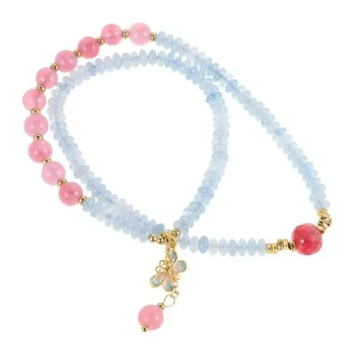 Produktbild: SHERCHPRY Butterfly Pendant Crystal Beaded Bracelet Für Damen Zweilagig Boho-style Farbenfrohes Armband Geeignet Für Anlässe Modernes Design Mit Nationalem Flair