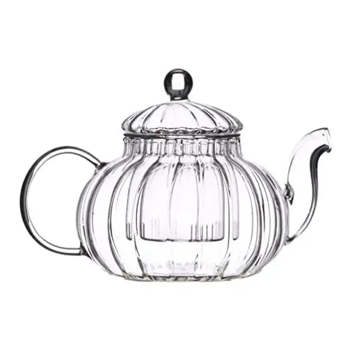 Produktbild: SHERCHPRY Getränkespender Glas-Blumen-Teekanne Kleine Klare Glas-Teekanne Kürbis-Glas-Teekanne Borosilikat-Klarer Für Camping Reisen Herd