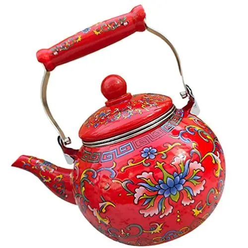 Produktbild: SHERCHPRY Wasserkocher Aus Emaille Pfeifender Wasserkocher Retro-wasserkocher Porzellan-teekanne Kaffeekessel Mehrzweck-teekanne Flötenkessel Campingkocher Wasserkessel Krug Verdicken Kind