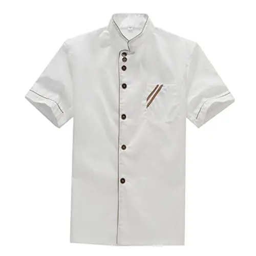 Produktbild: SHERCHPRY kurzärmlige kochjacke Kurzarm Kochhemd Weißes Kochhemd Kochuniform Catering-Shirt Bäckerjacken Koch weiße Kleidung Kellner Arbeitsjacke lässige lockere Kochkleidung Catering-Jacken