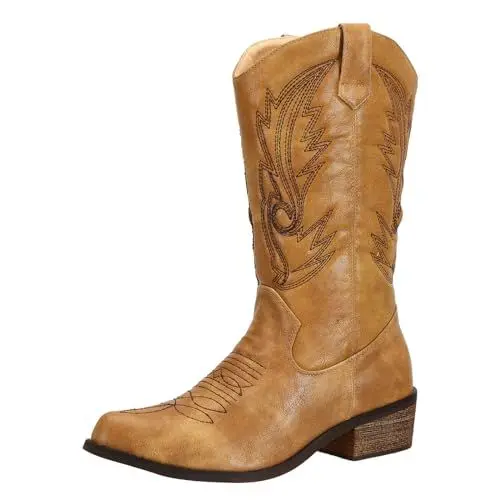 Produktbild: SheSole Damen Hohe Cowboystiefel mit Blockabsatz, Klassische Winter Westernstiefel für Damen Bräunen 38