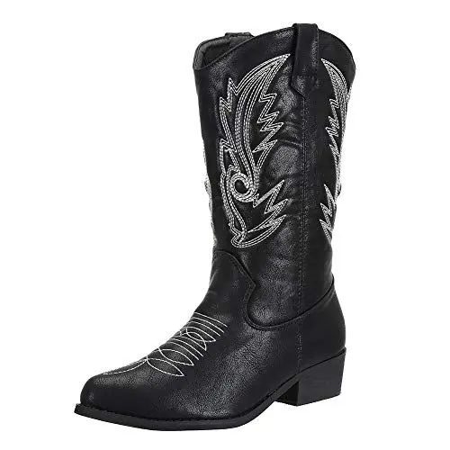 Produktbild: SheSole Damen Cowboy-Stiefel aus Leder - gefütterte Westernstiefel für Damen, hochwertige Damen-Boots mit normaler Schuhform Schwarz Gr. 39