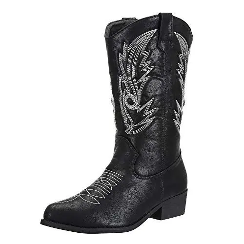 Produktbild: SheSole Damen Cowboy-Stiefel aus Leder - gefütterte Westernstiefel für Damen, hochwertige Damen-Boots mit normaler Schuhform Schwarz Gr. 38