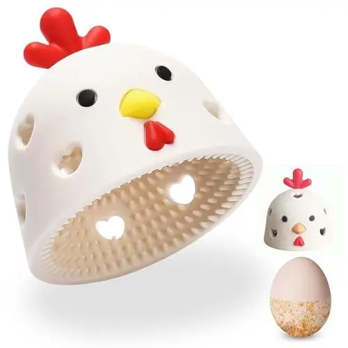 Produktbild: Shesyuki Frischer Eierbürstenreiniger, Netter Küken Bild Silikon Gemüse Obst Reiniger, Ostern Reinigungswerkzeuge für Kinder Zeichnen Eier(1 Stück Beige)