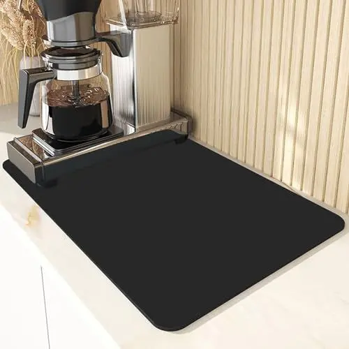 Produktbild: SHGarden Abtropfmatte Geschirr 40 x 60cm Kaffeemaschine Abtropfmatte Rutschfest&Schnelltrocknend Abtropfmatte Spüle Kaffeemaschine Unterlage Abtropfmatte für Küche Theke Bar SH002 (Schwarz, 40x60cm)