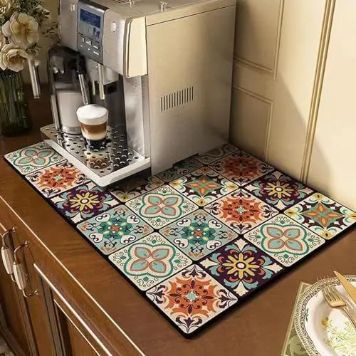 Produktbild: SHGarden Abtropfmatte für Geschirr, 40 x 50 cm Schnelltrocknend Saugfähige Unterlage für Kaffeemaschine, rutschfeste Gummisohle Saugstarke Trockenmatte für Küche Haustiere Spüle SH004 (1)