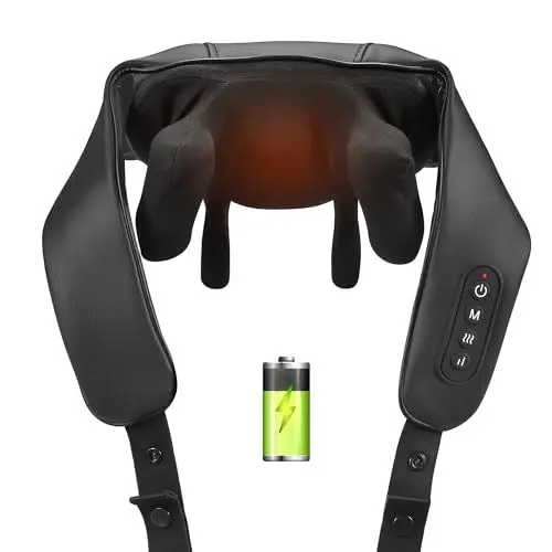 Produktbild: Shiatsu Massagegerät Kabellos und Handfrei, Schulter Nackenmassagegerät mit Wärme, USB C Laden, 6D-Massage Von Tiefem Gewebe, Rückenmassagegerät für Büro Zuhause, Ideale Geschenke für Männer Frauen