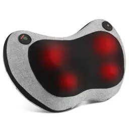 Produktbild: Shiatsu Massagegerät, Massagekissen mit Wärmefunktion für Nacken, Rücken, Schulter, Elektrisch Massager mit 3D Massageköpfen, 2 Geschwindigkeiten, inkl. Verlängerungsgurt, Grau