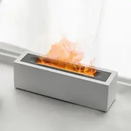 Produktbild: Shiawase Aroma Diffuser mit Flammeneffekt, Ätherische Öle Diffuser 200ml, Luftbefeuchter mit 2 Farbe Licht, Humidifier DuftöL Diffuser Duftlampe für Kinder, Zuhause Büro, Raumduft oder Yoga (Weiß)