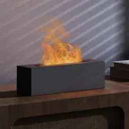 Produktbild: Shiawase Aroma Diffuser mit Flammeneffekt, Ätherische Öle Diffuser 200ml, Luftbefeuchter mit 2 Farbe Licht, Humidifier DuftöL Diffuser Duftlampe für Kinder, Zuhause Büro, Raumduft oder Yoga (Grau)