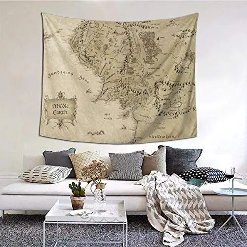 Produktbild: shibeili Mittelerde Karte Leichte robuste Wandteppich Wandbehang Wandteppich Wanddecke Wohnkultur für Wohnheim Wohnzimmer Schlafzimmer, 60 'x 40'