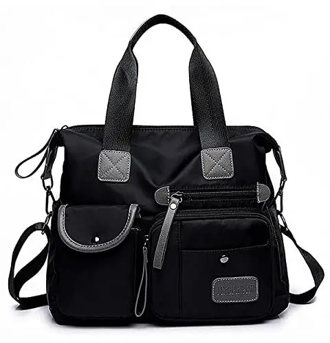Produktbild: SHIFANQI Leichte Damen-Handtasche mit Blumenmuster, Stern, oberer Griff, mehrere Taschen, Nylon, Arbeitstaschen, wasserabweisend, Reise, Umhängetasche, Umhängetasche, Krankenschwestertasche
