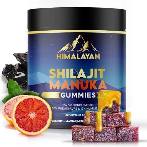 Produktbild: Shilajit Mumijo & Manuka Honig UMF 25 | Premium Fruchtgummis | Mit Humin- & Fulvinsäure, reich an Mineralien & Mikronährstoffen