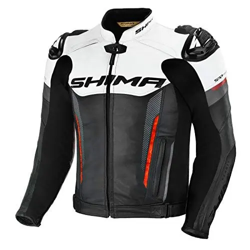 Produktbild: SHIMA BANDIT Motorradjacke Herren -Sport Biker Lederjacke Männer Belüftet Sommer mit Schulter Schleifers, Schulter, Ellbogen und Rückenprotektoren, Verstärkte Doppelnähte (Rot, 46)
