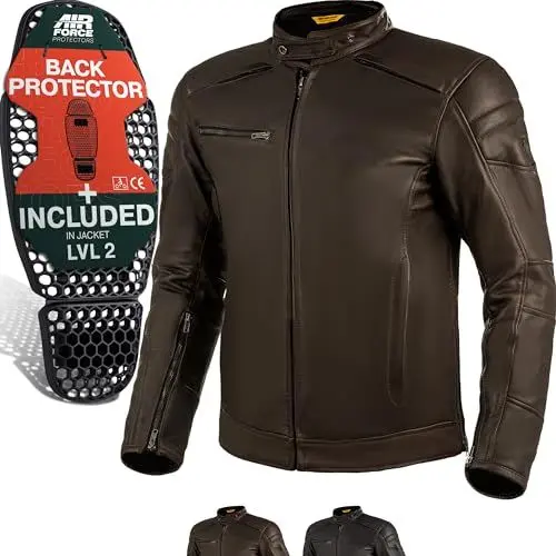 Produktbild: SHIMA BLAKE Motorradjacke Herren - Premium Biker-Lederjacke Belüftet mit Rücken, Schulter und Ellbogen Protektoren, verstärkte Doppelnähte (Braun, XL)