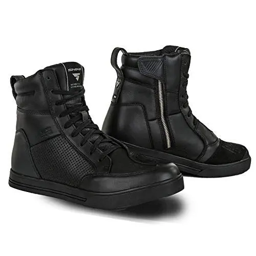 Produktbild: SHIMA Blake Motorradsteifel Herren - Verstärkte Leder Motorradschuhe mit Seitlichem Reißverschluss, Knöchelstütze, Anti Rutsch Sohle, Schaltgriff (Schwarz, 42)