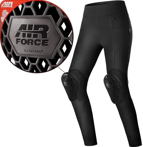 Produktbild: SHIMA Cruz 2.0 Motorradleggins Damen -Motorrad Stretch Leggings Hose Frauen mit Protektoren Jeggings (Schwarz, M Long)