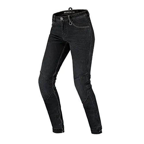Produktbild: SHIMA DEVON Motorradjeans - Belüftete Elastische Slim Fit Biker Motorradhose mit FiberQL-Verstärkungen, Knie- und Hüftprotektoren, Schwarz, 30