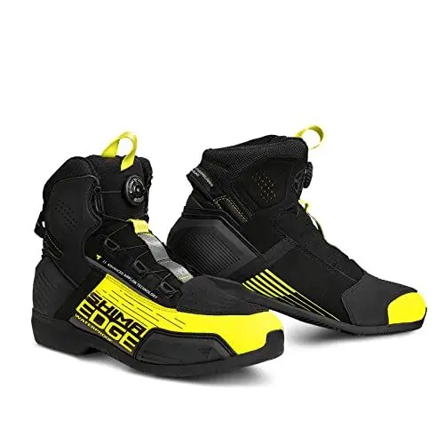 Produktbild: SHIMA EDGE WP, Wasserdichte Motorradschuhe für Männer - Verstärkte Straßenreitschuhe mit ATOP-Verschlusssystem, Knöchelstütze, Rutschfeste Sohle, Schaltgriff (Fluo, 45)