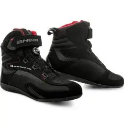 Produktbild: SHIMA EXO Motorrad Schuhe Herren Leder ATOP Verschluss Motorradstiefel Protektoren Sneaker Rutschfeste Sohle Knöchelstütze Seitlicher Bikerboots (Schwarz, 44)