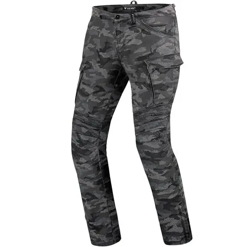 Produktbild: SHIMA GIRO 2.0 Motorradhose Herren - 4 Airforce Protektoren, Elastische, Slim Fit, Cargo Biker Hose mit DuraQL Aramid (Camo, 34)
