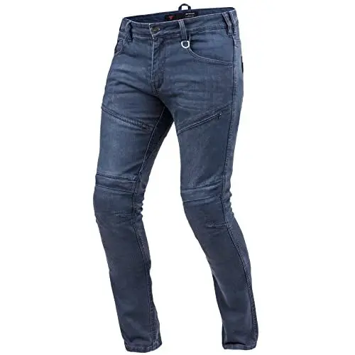 Produktbild: SHIMA Gravel Motorradjeans Herren - Belüftete Skinny Fit Biker Motorradhose Männer mit Kevlar-Verstärkungen, Knie und Hüft Protektoren (Blau, 36)