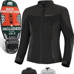 Produktbild: SHIMA OpenAir Motorrad Jacke Damen mit Protektoren AirForce Rückenprotektor Motorradjacke Sommer Mesh Belüftet Textiljacke Schutzjacken Protektorenjacke Luftige (Frauen, Schwarz, M)