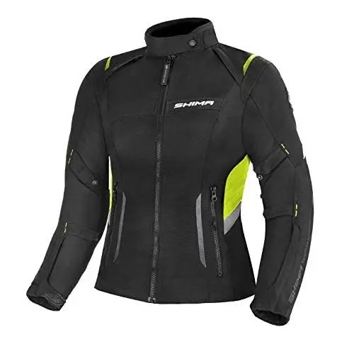 Produktbild: SHIMA RUSH LADY Motorradjacke Herren - Ganzjährig 3-lagige Motorcycle Stadt Textiljacke mit Wasserdichter Membran Heizung Schicht Schulter Ellbogen und Rückenprotektoren (Fluo, XL)