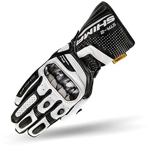 Produktbild: SHIMA STR-2 Motorradhandschuhe Herren - Touchscreen, Sommer, Sport Leder Handschuhe mit Carbon Knöchelprotektor, Handflächen- und Fingerschieber, Verstärkte Handfläche (Weiß, 3XL)