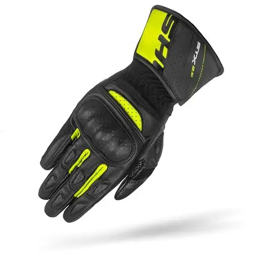 Produktbild: SHIMA STX Motorrad Handschuhe Herren Leder Lange Sommer Motorradhandschuhe Schutz Touchscreen Touren Lederhandschuhe Motorcycle Belüftet Verstärkt Scheibenwischer (Männer, Fluo, XL)