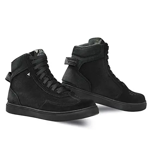 Produktbild: SHIMA SX-2 EVO LADY Motorradschuhe für Damen | Atmungsaktiv, Verstärkte Leder Biker Motorradstiefel Frauen mit Knöchelstütze, Rutschfeste Sohle, Schaltpolster (Schwarz, 38)