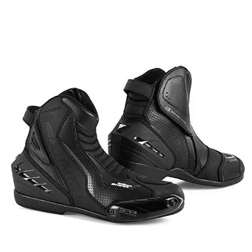 Produktbild: SHIMA SX-6 Men, Motorradsteifel Herren | Verstärkte Leder Motorradschuhe mit Seitlichem Reißverschluss, Knöchelstütze, Anti Rutsch Sohle, Schaltgriff (Schwarz, 44)