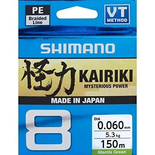 Produktbild: SHIMANO Kairiki 8, 150 Meter, grüne Mantis, 0,130 mm/8,2 kg, geflochtene Angelschnur, 59Wpla58R02, grün