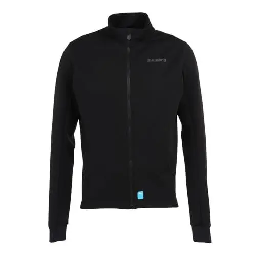 Produktbild: SHIMANO Herren Cycling Radjacke schwarz – winddicht, wasserabweisend & warm – Rennrad Jacke mit Rückentaschen – Größe M