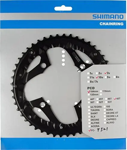 Produktbild: Shimano Unisex – Erwachsene Deore FC-M610 Kettenblatt, Schwarz, 36 zähne