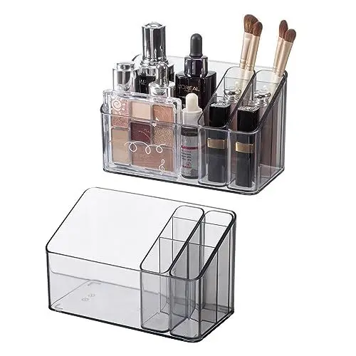 Produktbild: SHIMOYAMA Make-Up Organizer, 2-Pack, Kunststoff Kosmetik Aufbewahrungsbox für Schminktisch Badezimmerschrank, Schönheitsprodukte Organizer Desktop-Speicherhalter mit 2-beweglichem Innenkoffer