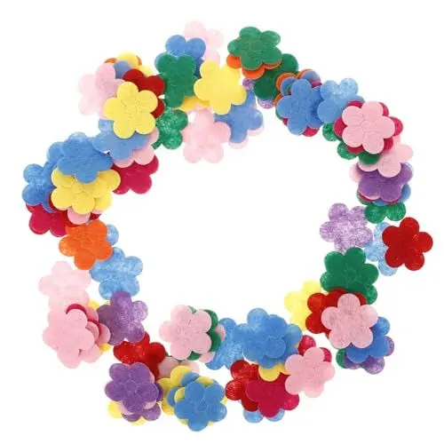 Produktbild: SHINEOFI 100st Kranzbasteln Für Kinder Blumenapplikationen Bastelzubehör Zum Nähen Blumenbeet Stickerei Mit Blumenaufnähern Blumenmantelflecken Stickereiflecken Haarclip-Charme Stoff